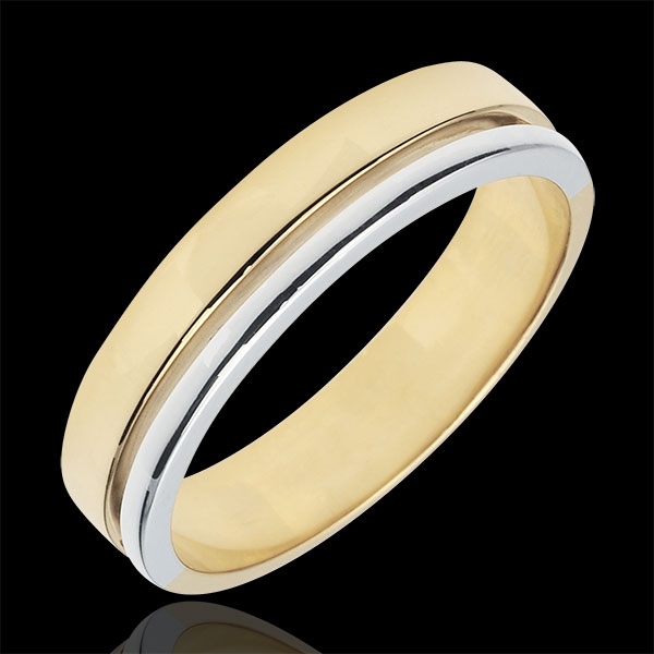 Bi-colour Gold Olympia Wedding Band - Medium Model - 18 carats