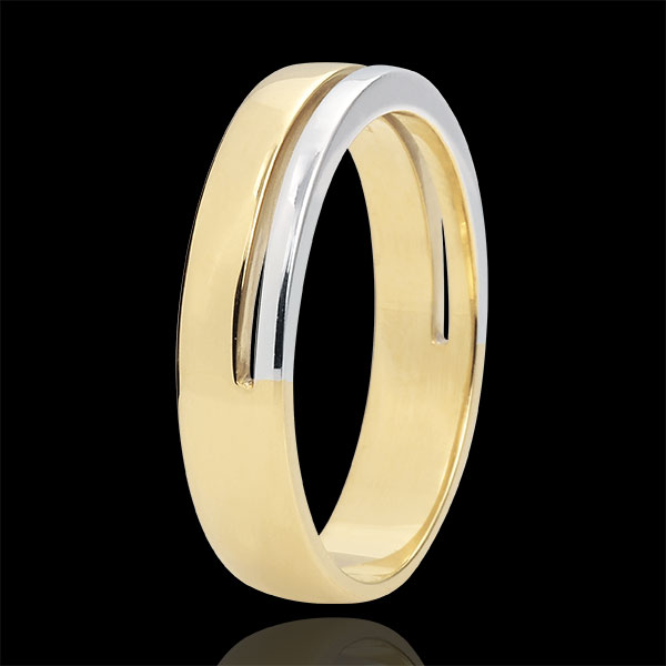 Bi-colour Gold Olympia Wedding Band - Medium Model - 18 carats