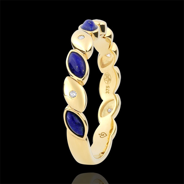 Blissful Alliance - Lapis Lazulis & diamonds - 18 carat yellow gold