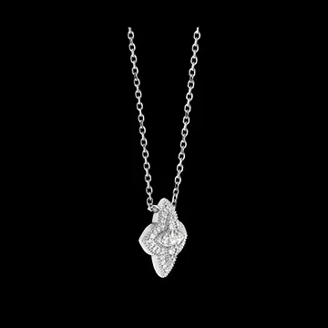 Halskette Diamantblume - Weißgold 9 Karat mit Diamanten