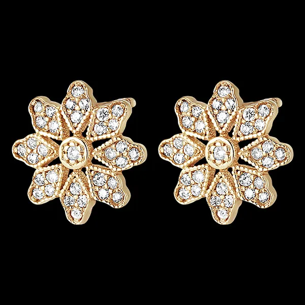 Ohrringe Blüte - Narzisse - Gelbgold, 18 Karat, mit Diamanten 