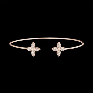 Durchbrochener Armreif Blüte - Doppeltes Glück - 9 Karat Roségold und Diamanten
