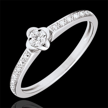 Solitärring Blüte - Pfingströschen - 0.03 Karat - 9 Karat