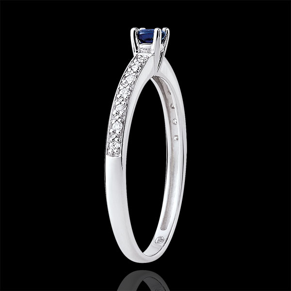 Boreal Solitaire Engagement Ring - 0.12 carat sapphire and diamonds - white gold 9 carats