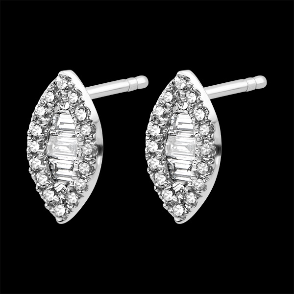 Boucles d'Oreilles Abondance - Regard Levant - or blanc 9 carats et diamants