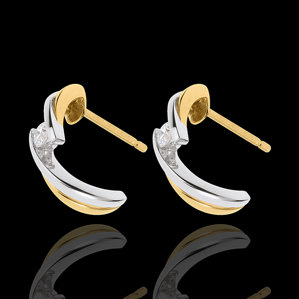 Boucles d'oreilles l'aventure à deux - or blanc et or jaune 18 carats