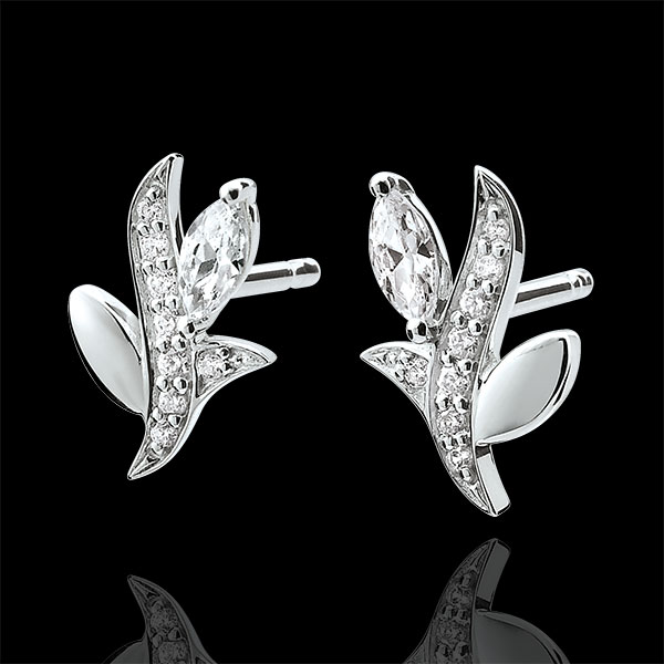 Boucles d'oreilles Bois Mystérieux - or blanc 18 carats et diamants navettes
