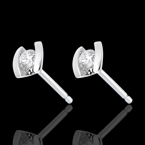 Boucles d'oreilles caldera - puces diamants or blanc 18 carats - 0.21 carats