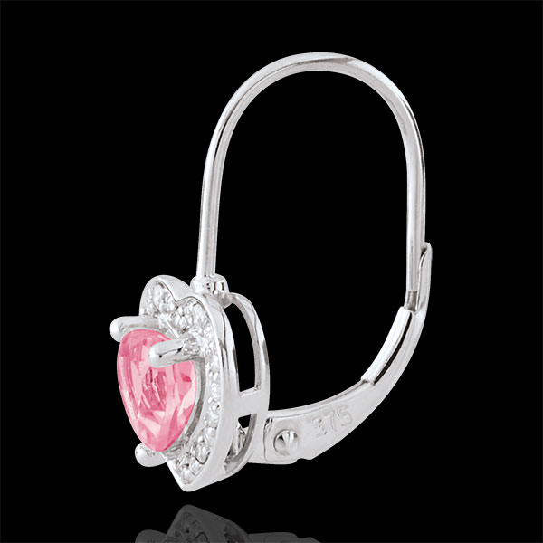 Boucles d'oreilles Coeur Enchantement - topaze rose - or blanc 18 carats