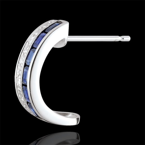 Boucles d'oreilles créoles Constellation - Zodiaque - saphirs bleus et diamants - or blanc 18 carats