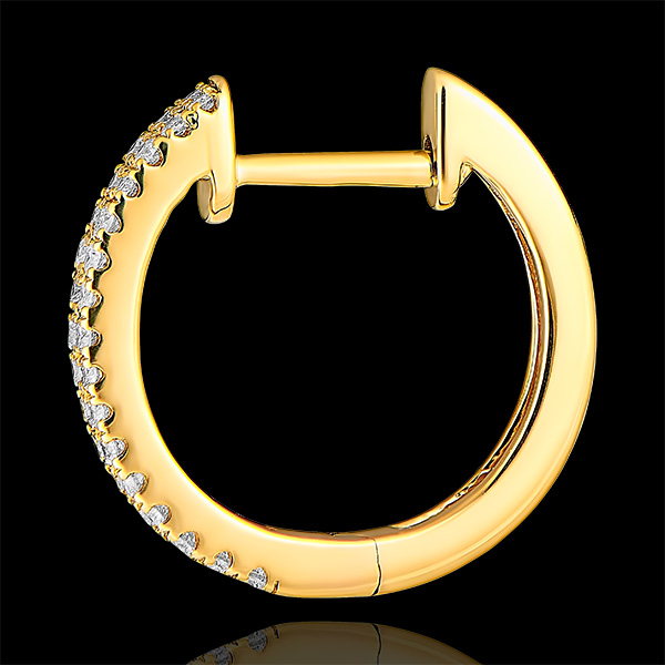 Boucles d'oreilles Créoles semi-pavées Fraîcheur - Céleste - or jaune 18 carats et diamants