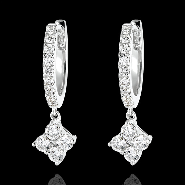 Boucles d'oreilles Créoles semi-pavées Fraîcheur - Dina - or blanc 18 carats et diamants