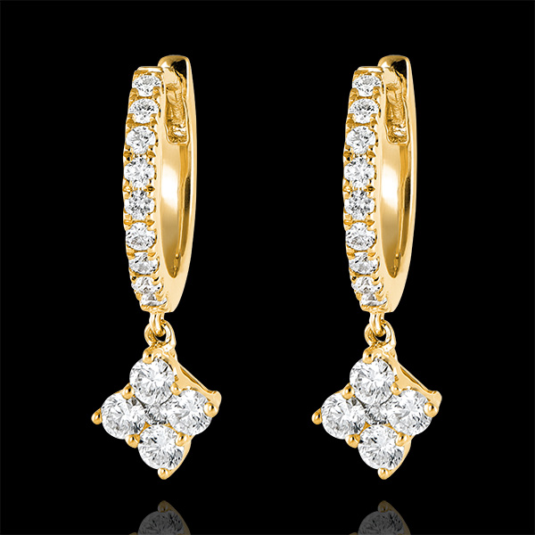 Boucles d'oreilles Créoles semi-pavées Fraîcheur - Dina - or jaune 9 carats et diamants