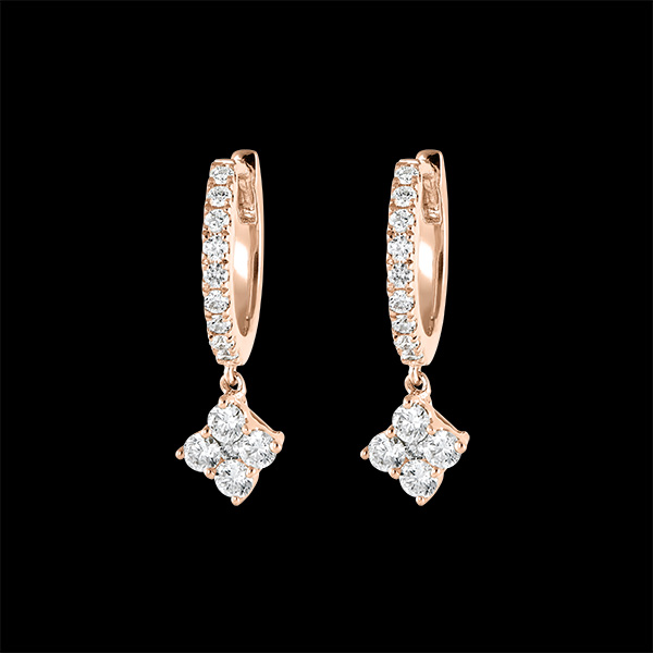Boucles d'oreilles Créoles semi-pavées Fraîcheur - Dina - or rose 9 carats et diamants