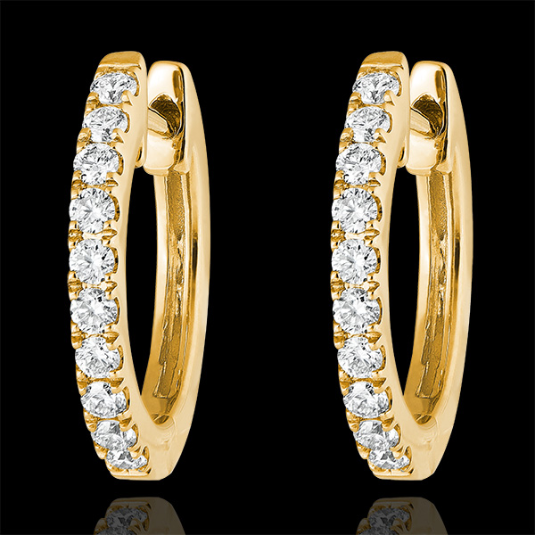 Boucles d'oreilles Créoles semi-pavées Fraîcheur - Éva - or jaune 18 carats et diamants