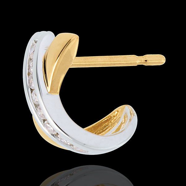 Boucles d'oreilles Demi-Lunes - 16 diamants - or blanc et or jaune 18 carats