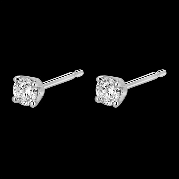 Boucles d'oreilles diamants - puces or blanc 18 carats - 0.25 carat