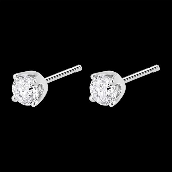 Boucles d'oreilles diamants (TGM+) - puces or blanc 18 carats - 0.5 carat