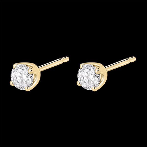Boucles d'oreilles diamants (TGM) - puces or jaune 18 carats - 0.4 carat