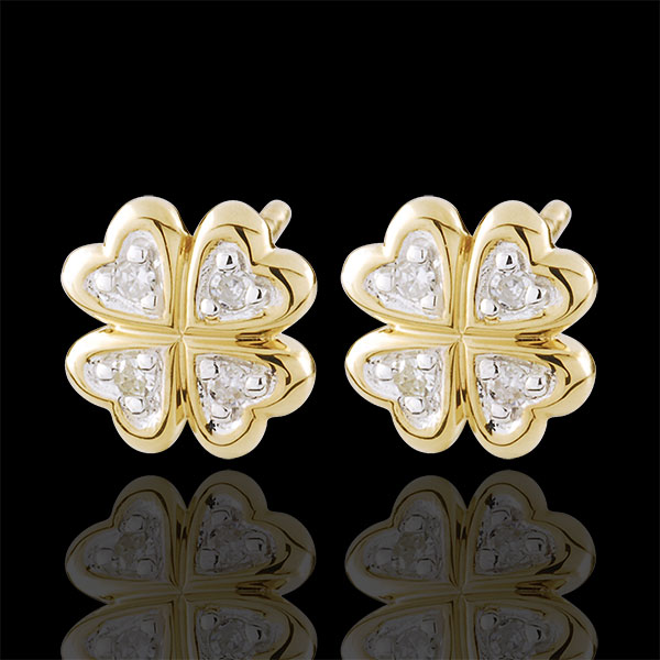 Boucles d'oreilles Éclosion - Ma chance - diamants - or blanc et or jaune 9 carats