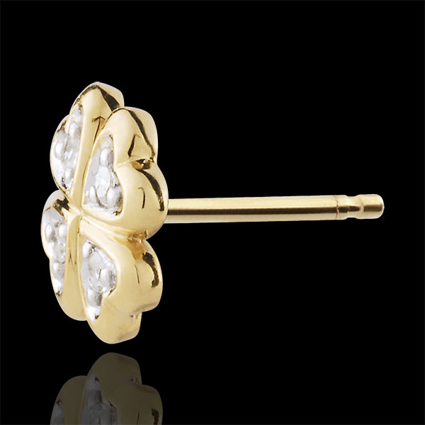 Boucles d'oreilles Éclosion - Ma chance - diamants - or blanc et or jaune 9 carats