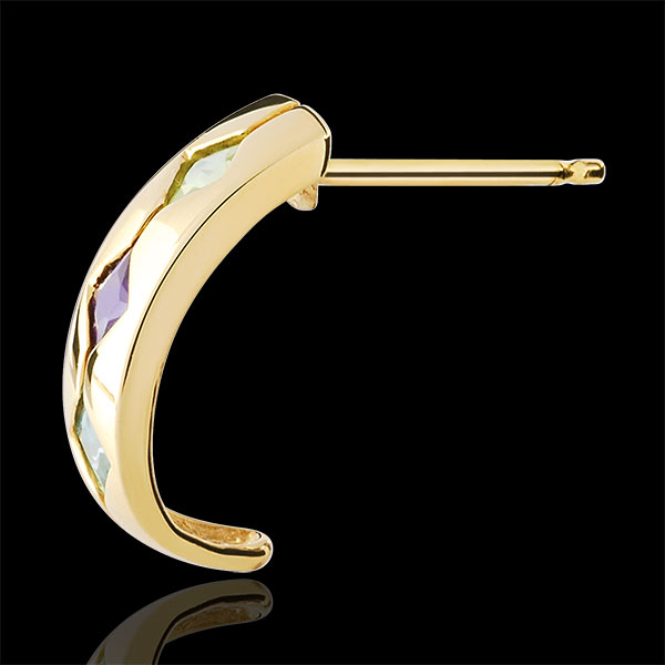 Boucles d'oreilles Fantasine - topaze, améthyste, péridot - or jaune 9 carats