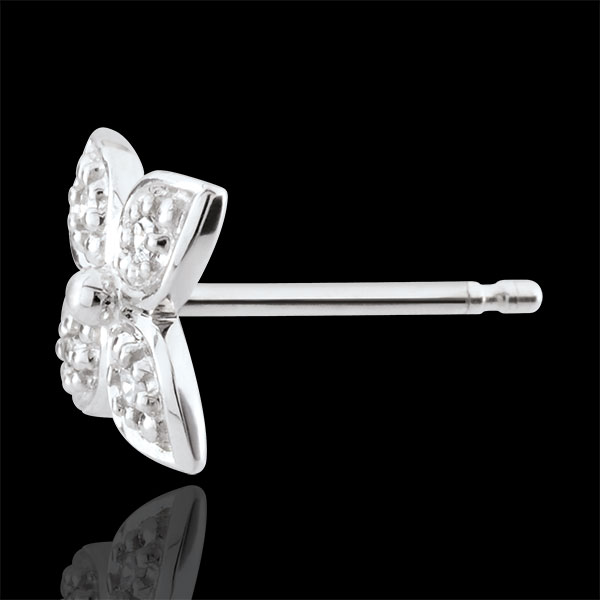 Boucles d'oreilles Fleur d'éternité - 8 diamants - or blanc 9 carats