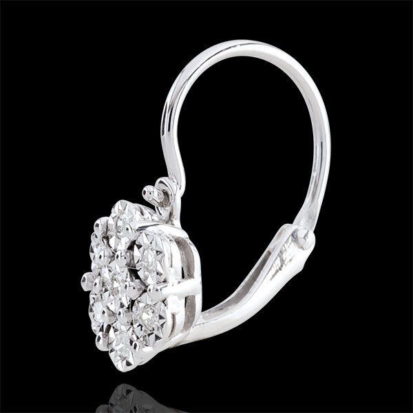 Boucles d'oreilles Fraicheur - Fleur de Flocon - 14 diamants et or blanc 9 carats