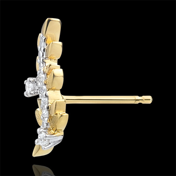 Boucles d'oreilles Jardin Enchanté - Feuillage Royal - or jaune 18 carats et diamants