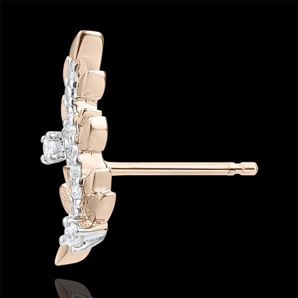 Boucles d'oreilles Jardin Enchanté - Feuillage Royal - or rose 18 carats et diamants