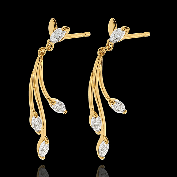 Boucles d'oreilles Luxuriance Végétale - or blanc et or jaune 18 carats et diamants
