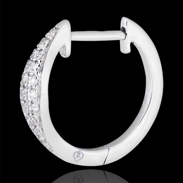 Boucles d'oreilles mini créoles - Larmes pavées - or blanc 18 carats et diamants