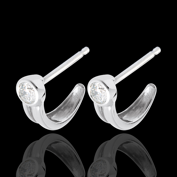 Boucles d'oreilles mousqueton diamant - puces or blanc 18 carats - 0.25 carats