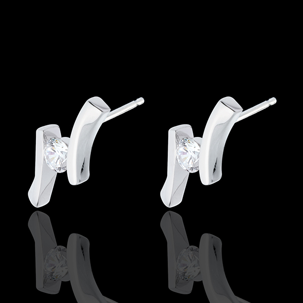 Boucles d'oreilles Nid Précieux - Apostrophe (TGM) - or blanc 18 carats - 0.31 carat
