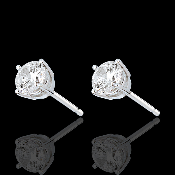 Boucles d'oreilles or blanc 18 carats - diamant 4 griffes - 1 carats :  bijoux Edenly