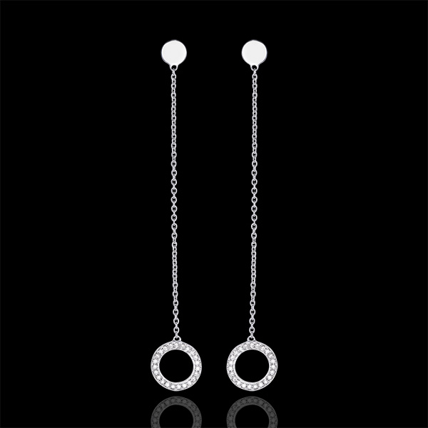 Boucles d'oreilles - Pendule Divine - or blanc 9 carats et diamants
