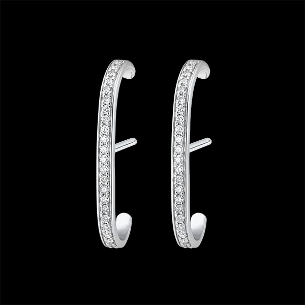 Boucles d'oreilles Puces pavées Fraîcheur - Ellis - or blanc 9 carats et diamants