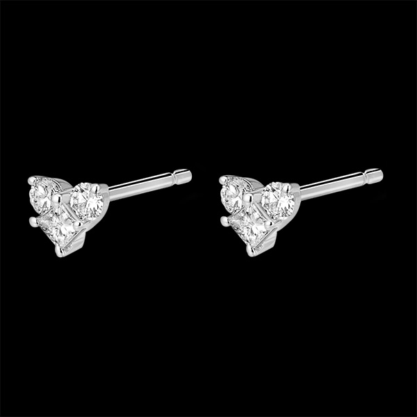Boucles d'Oreilles Puces Précieux Secret - Mini Lovely - or blanc 18 carats et diamants 