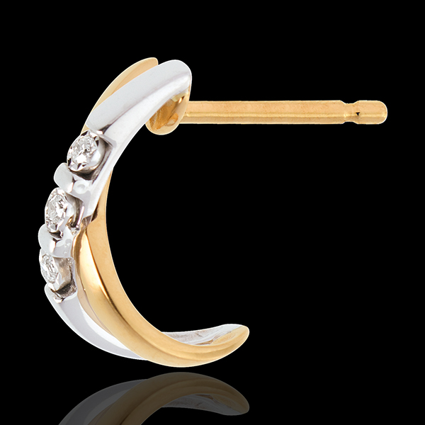 Boucles d'oreilles trilogie cerceau - 6 diamants - or blanc et or jaune 18 carats