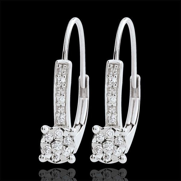 Boucles d'oreilles Venise - 20 diamants - or blanc 9 carats