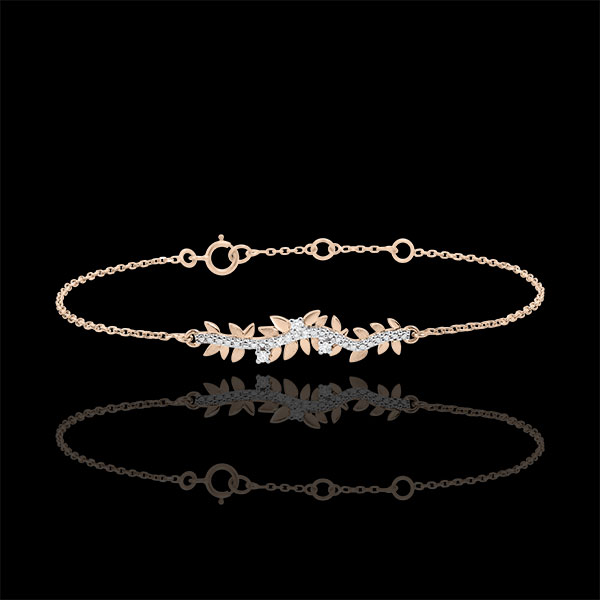 Bracciale Giardino Incantato - Fogliame Reale - oro bianco e diamanti - 9 rosa 