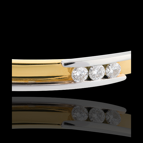 Bracciale rigido Trilogy Bipolare - Oro giallo e Oro bianco - 3 Diamanti - 0.24 carati 