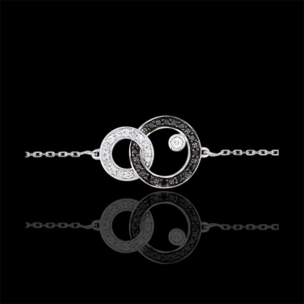 Bracelet Clair Obscur - Duo de Lunes - diamants noirs et blancs - or blanc 18 carats