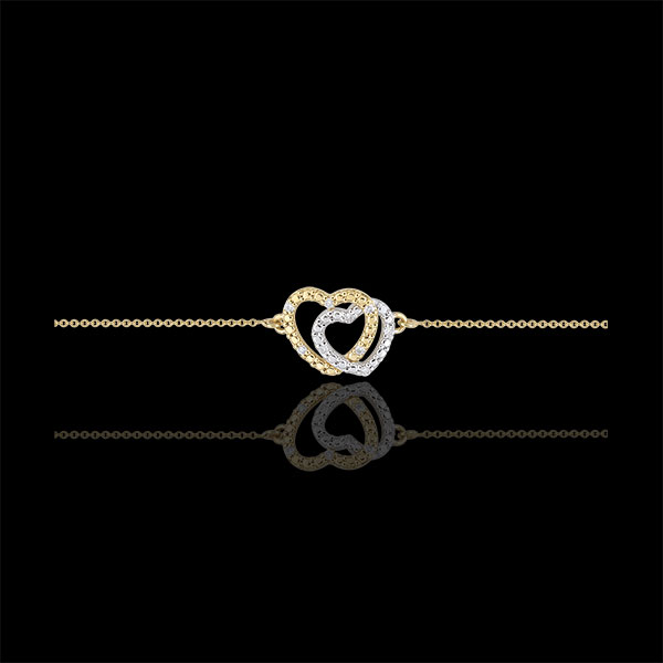 Bracelet Coeurs Complices - or blanc et or jaune 9 carats et diamants