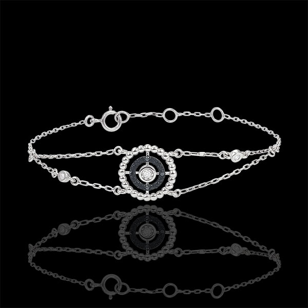 Bracelet Fleur de Sel - cercle - or blanc 9 carats et diamants noirs