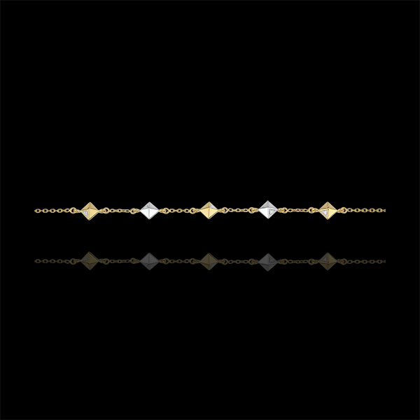 Bracelet Genèse - Diamants bruts - 2 ors - 5 motifs - or blanc et or jaune 9 carats