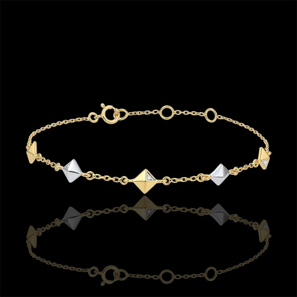 Bracelet Genesis - Rough diamonds - two golds - five motives
