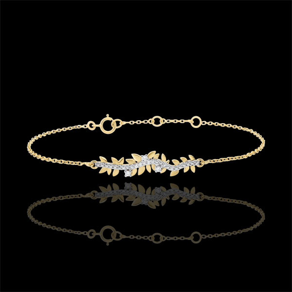 Bracelet Jardin Enchanté - Feuillage Royal - or jaune 9 carats et diamants