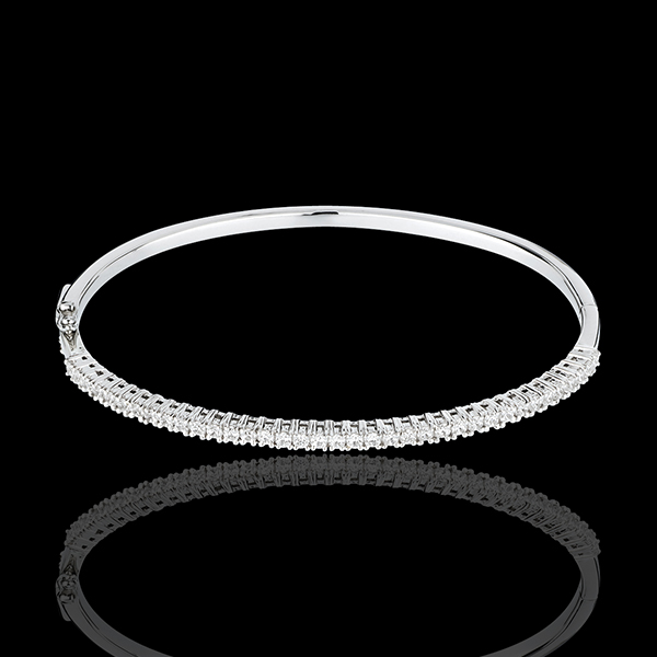Bracelet jonc or blanc 18 carats semi pavé - 1 carats - 37 diamants