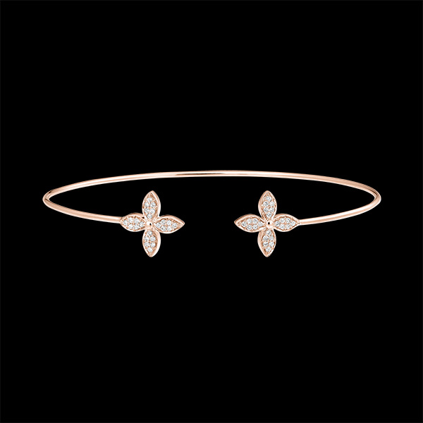 Bracelet Jonc Ouvert Éclosion - Double Chance - or rose 9 carats et diamants